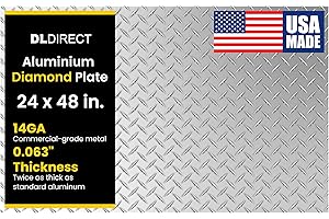 DLDIRECT 24in. X 48in., 1/16" Thick - Diamond Plate Sheet Metal, Heavy-Duty Genuine Commercial-Grade Mill Finish Diamondplate Aluminum Sheet, USA Made Aluminum Tread Plate