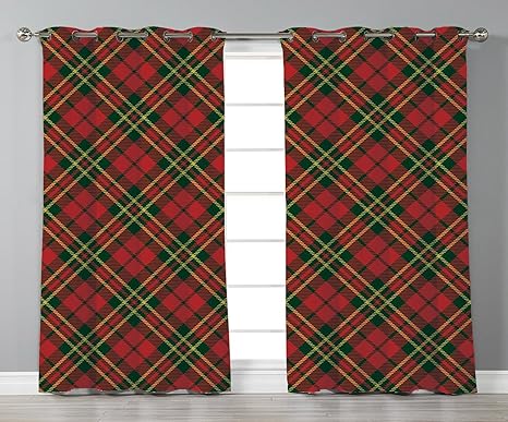 Thermal Insulated Blackout Grommet Window Curtains Checkered Irish