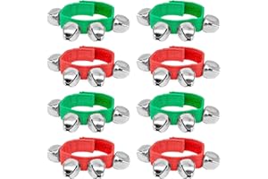 JGALNIM 8 PCS Christmas Wrist Bells, Wrist Band Jingle Bells Percussion Instruments Musical Rhythm Toys for Chrismtas Party Favors Decorations