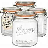 kitchentoolz Large Glass Mason Jars with Airtight Lids - Half Gallon Food Storage & Canning Jars with Measurement Markings - Kitchen Pantry Containers for Flour, Sugar & Dry Goods - 64 oz (4pk)