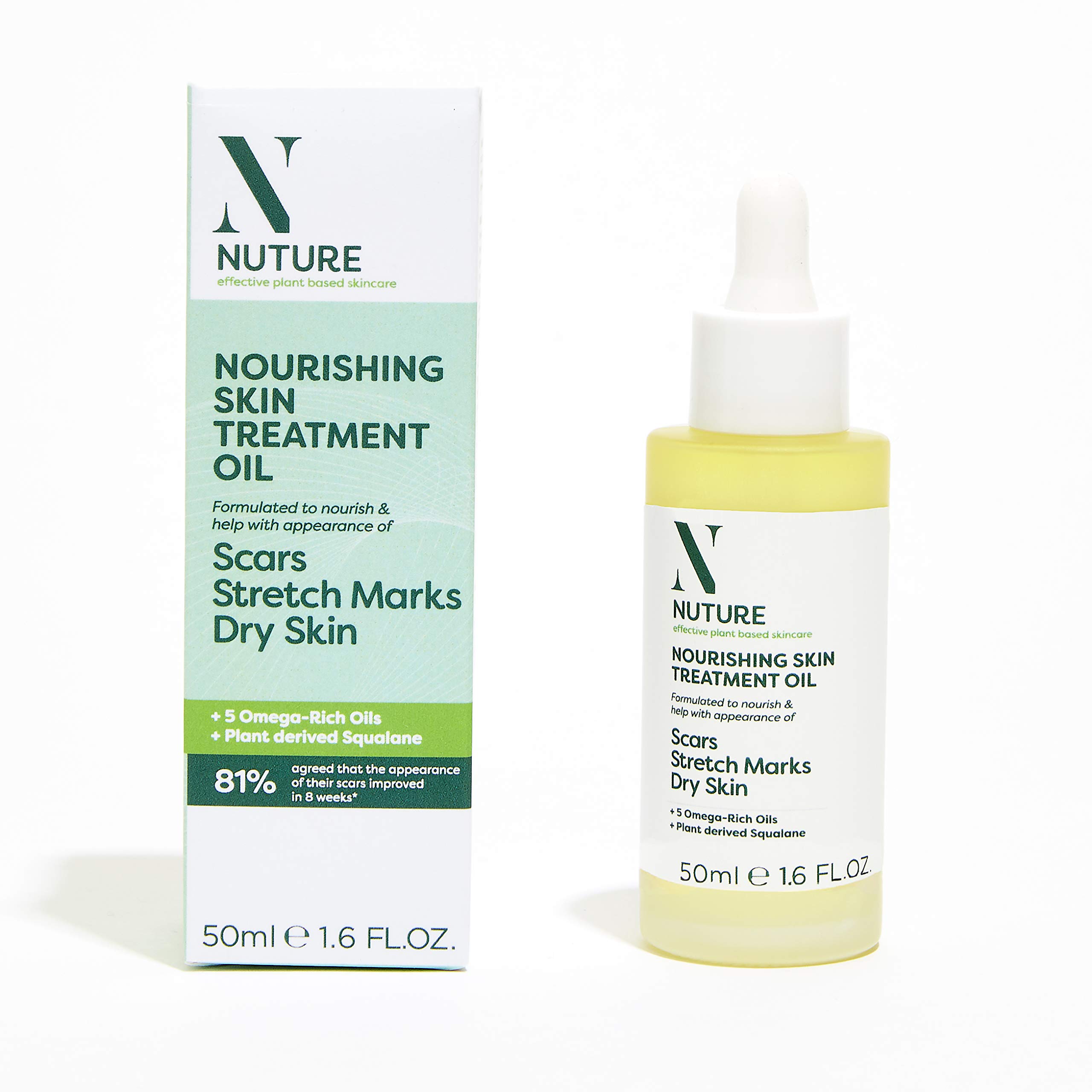 NUTURE Nourishing Skin Treatment Oil 50ml | Improves the appearance of Scars & Stretch-marks | Omega-rich Oils | Face & Body | Absorbs Quickly | Antioxidants | Soothed & Softened
