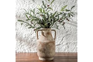 Mitt&Ditt Ceramic Flower Vase with Handles, 11 inch Tall Vase for Centerpieces, Large Decorative Terracotta Vases, Farmhouse Rustic Vases for Home Decor, Living Room, Table, Neutral