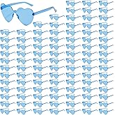 QYVEWY 50/100 Pack Bulk Heart Sunglasses for Women Candy Transparent Rimless Pink Heart Shaped Bachelorette Glasses