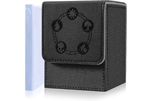AFIING MTG Deck Box Card Storage Box for MTG Commander Cards Fits 100+Sleeved Cards PU Leather Strong Magnet Card Deck Case for Magic Commander TCG Includes 100 PVC Card Holders(Black)