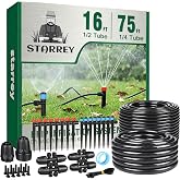 Drip Irrigation System for Garden, 2026-Upgraded Quick Connect Garden Watering Kit All-in-One with 1/2 inch 1/4 inch Irrigation Tubing for Garden, Lawn, Greenhouse, Raised Beds (91FT)