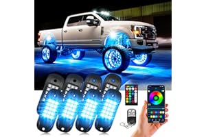 SHINIGHT Led Rock Lights for Trucks,8 Pods Rock Lights for Jeep Brightness Truck underglow kit Exterior with App Control Flashing Music Mode RGB Rock Lights for UTV SUV ATV RZR Truck Accessories