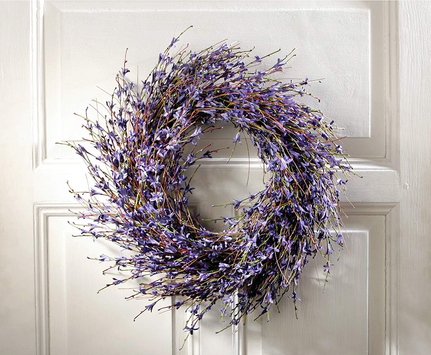 24 inch Faux Dried Lavender Floral Door Wreath Natural for Fall Front