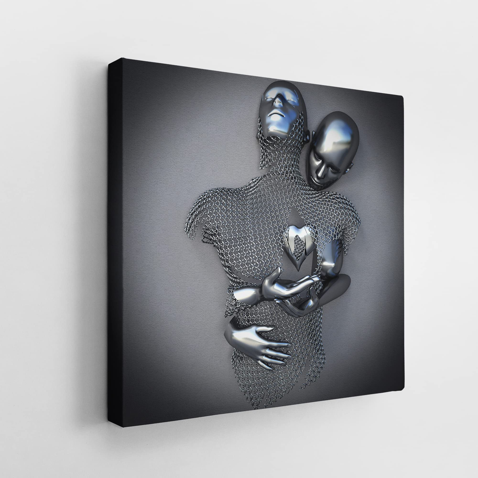 GS1 UK Wall Art Canvas Print, Heart Design, Framed Modern Wall Art,Ready to Hang 40x40 cm