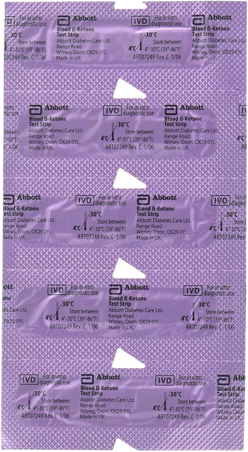 30 Precision Xtra Blood Ketone Strips - (Exp: 10/2019+) Test and Monitor Ketones on The ketogenic Diet - Keto Strips for use with The Precision Xtra Glucose and Ketone Meter or Compatible Testing kit