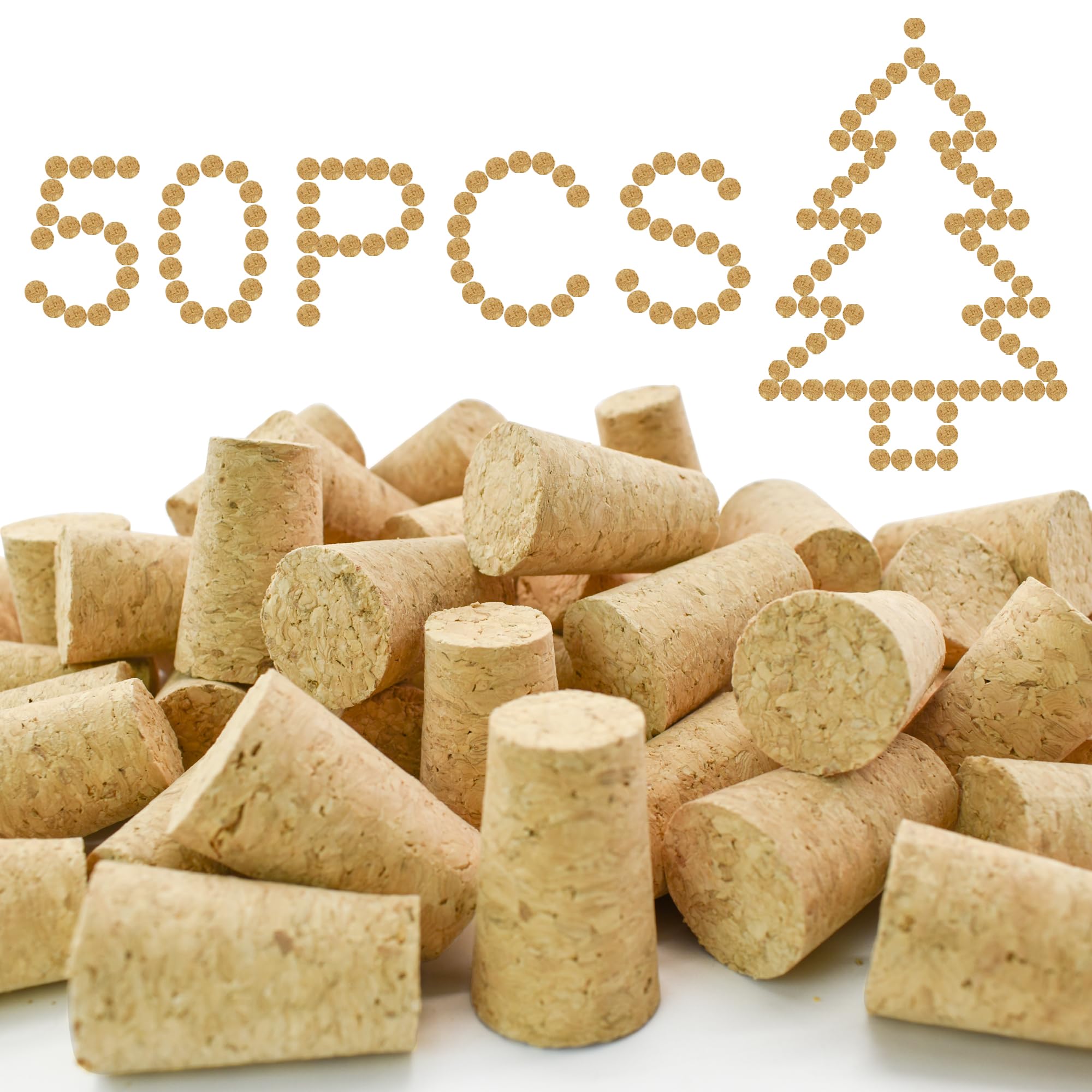 Enkrio 50pcs #9 Tapered Cork Wine Bottle Cork Natural Soft Wine Bottle Corks Stopper, Crafts Wood Cork Replacement Corks Leakproof Corks for Wine,Beer Bottles