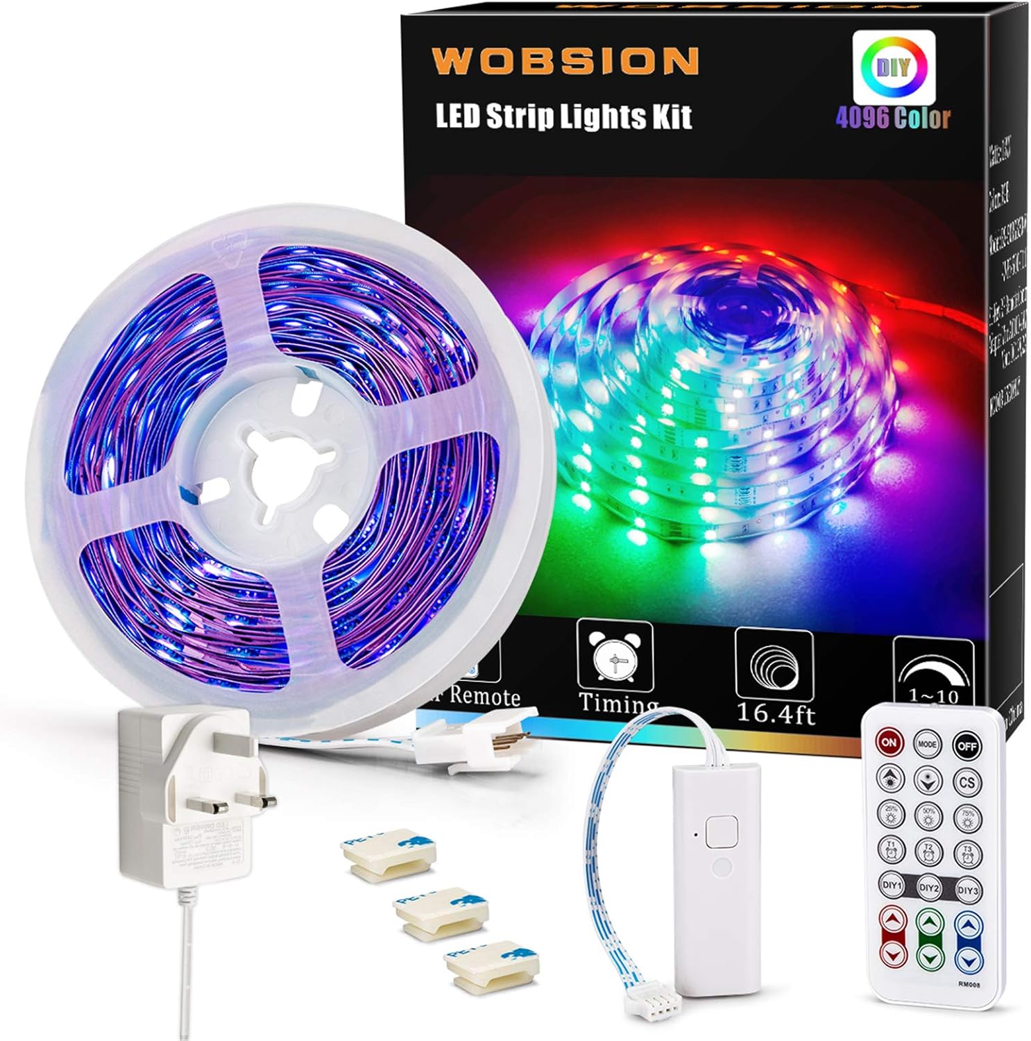 wobsion Color Changing Strip Lights, 5m led Strips Lights, 4096 DIY