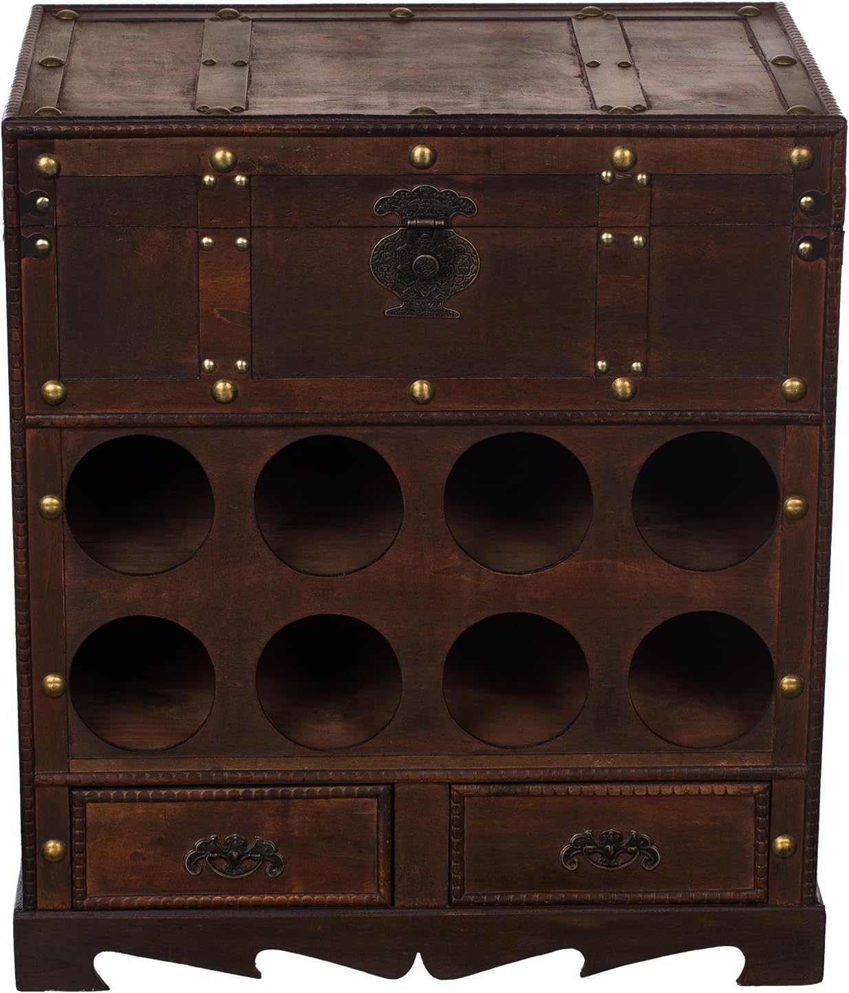 Estantería FM 09527, botellero con 2 cajón y balda (56 cm Alto, madera