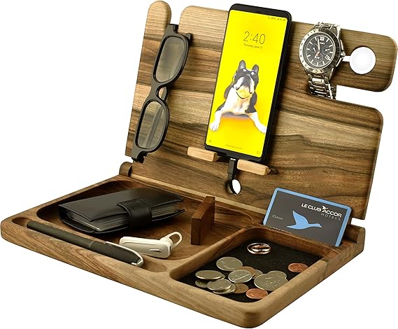 Amazon Com Natural Walnut Eco Wood Cell Phone Stand Watch Holder