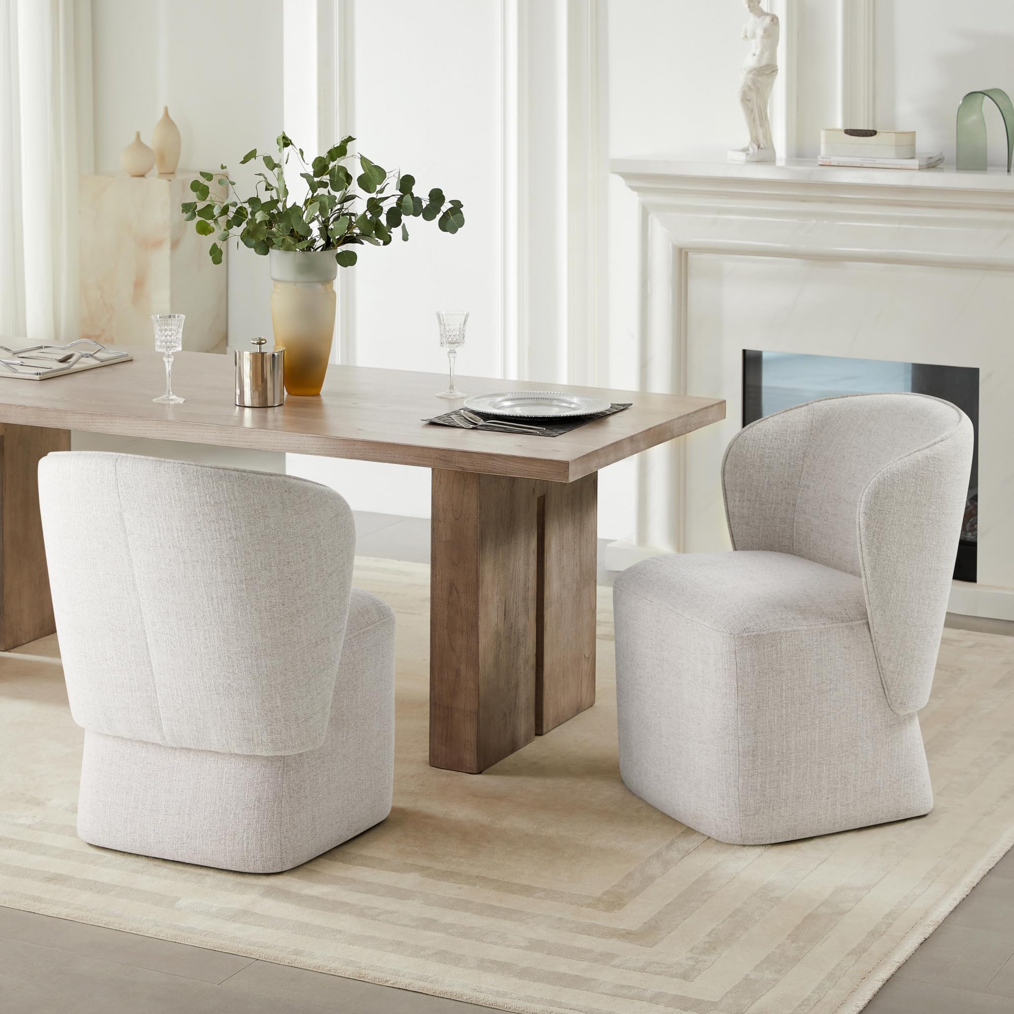 Photo 1 of ***ONE CHAIR****
KISLOT Upholstered Dining Chair with Casters No Assembly Linen DeskChair Wingback Single Sofa for Kitchen Diningroom Bedroom Readingroom,2 PCS,Linen