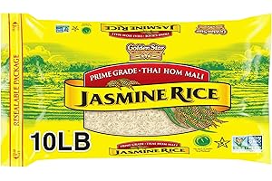Golden Star Thai Hom Mali White Jasmine Rice - Prime Grade White Rice - 10 lb Bag