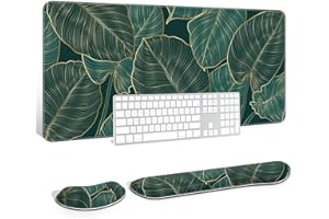 Auhoahsil Large Mouse Pad with Wrist Support Set of 3, Memory Foam Keyboard Rest + XXL Extended Gaming Pad, Ergonomic Desk fo