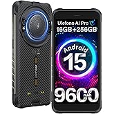 Rugged Smartphone Android 15, Ulefone RugKing Unlocked Cell Phone, 16+256GB, 9600mAh, 50MP+2MP+8MP Camera, 126dB Speaker, LED