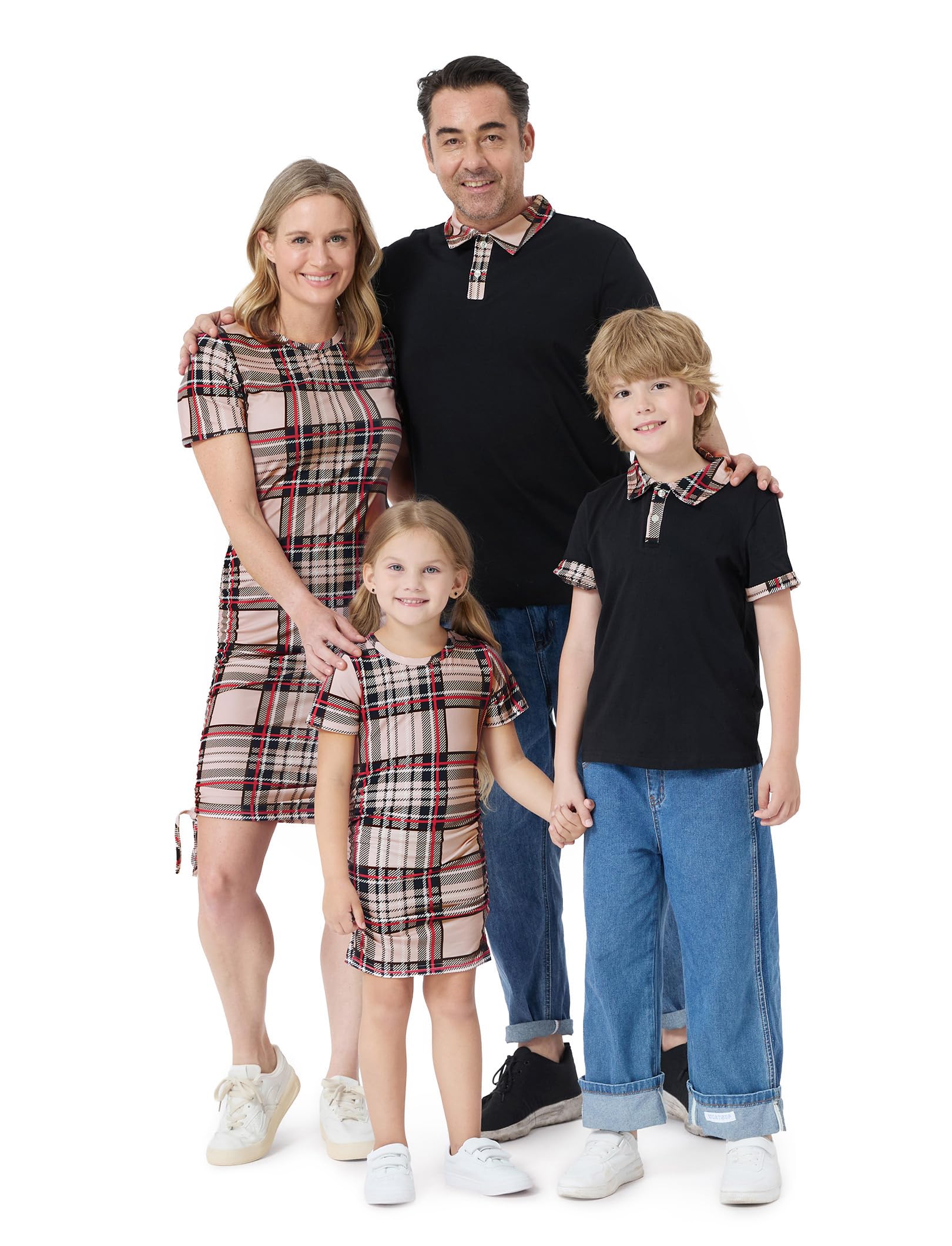 Photo 1 of **FATHER TOP ONLY**
PATPAT Matching Family Outfits Mom and Daughter Matching Outfits Bodycon Midi Dresses Casual Father and Son Short Sleeve Plaid Collar Polo Neck Shirts T Shirts Sets Khaki Plaid for Couples Men XL