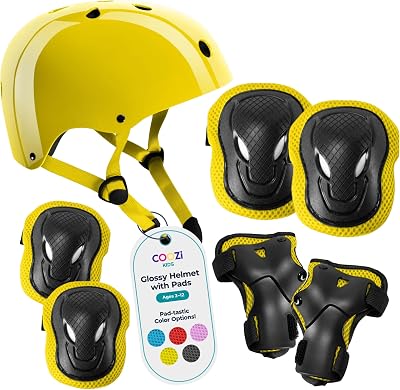 Niftii COOZi Glossy Kids Helmet and Pad Set - Adjustable 7 in 1 Protection