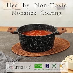 ESLITE LIFE Nonstick Stock Pot with Lid, 3 Quart