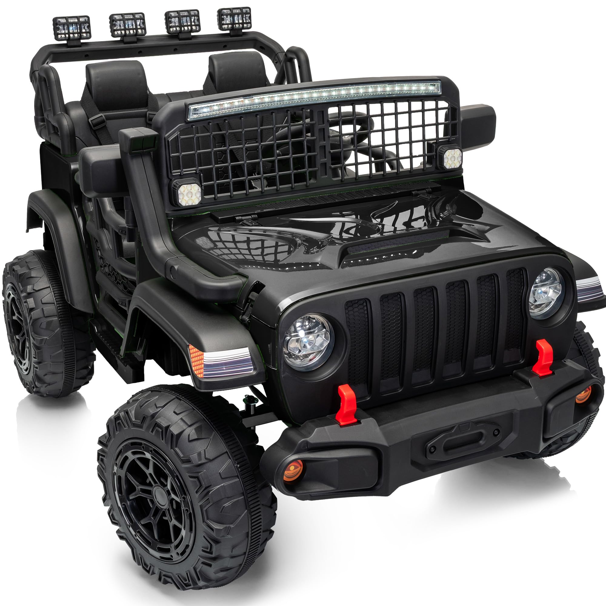 Outfunny 2 Seater Ride on Car Toy, 12V Electric Car for Kids 4-8 with Remote Control, Capacity 110 lb, LED Light - Black
