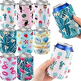 Gerrii 24 Pcs 12 oz Can Cooler Sleeve Insulated Neoprene Can Cooler Beach Themed Funny Summer Sleeves Bulk for Birthday Aloha Party Hawaiian Party Gifts (4 x 2.8 Inch) (Tropical)