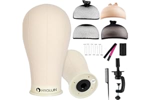 HYOUJIN 21 Inch Canvas Wig Head,Mannequin Head for Wig Display,Weave and Styling,Mannequin Head for Wigs with Mount Hole with