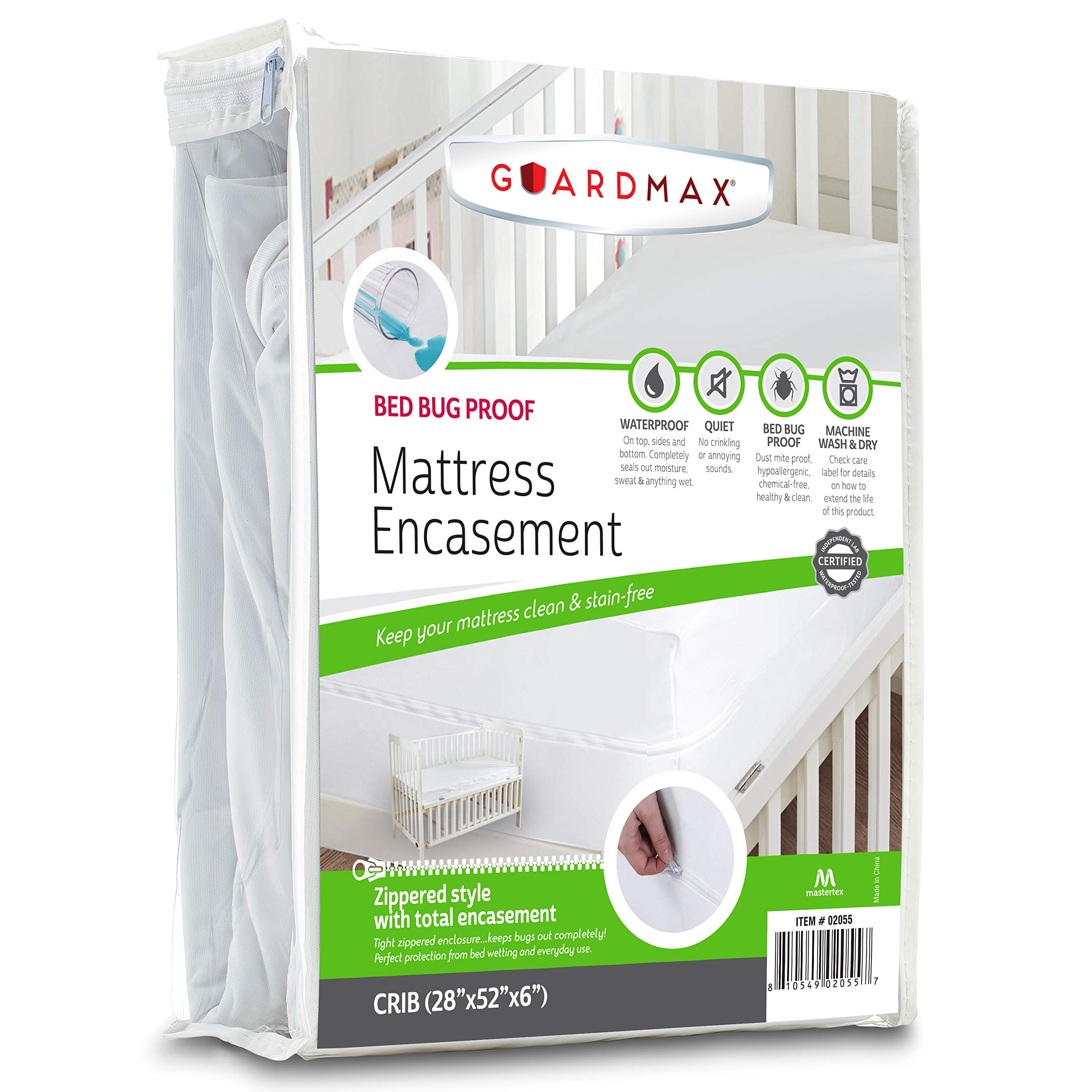 Photo 1 of Guardmax Jersey Knitted Crib Size Zippered Mattress Encasement - Waterproof & Bed Bug Proof Mattress Protector - Comfortable, Soft, and Noiseless Zippered Bedding - Dust Mite Proof (28 x 52 x 6)