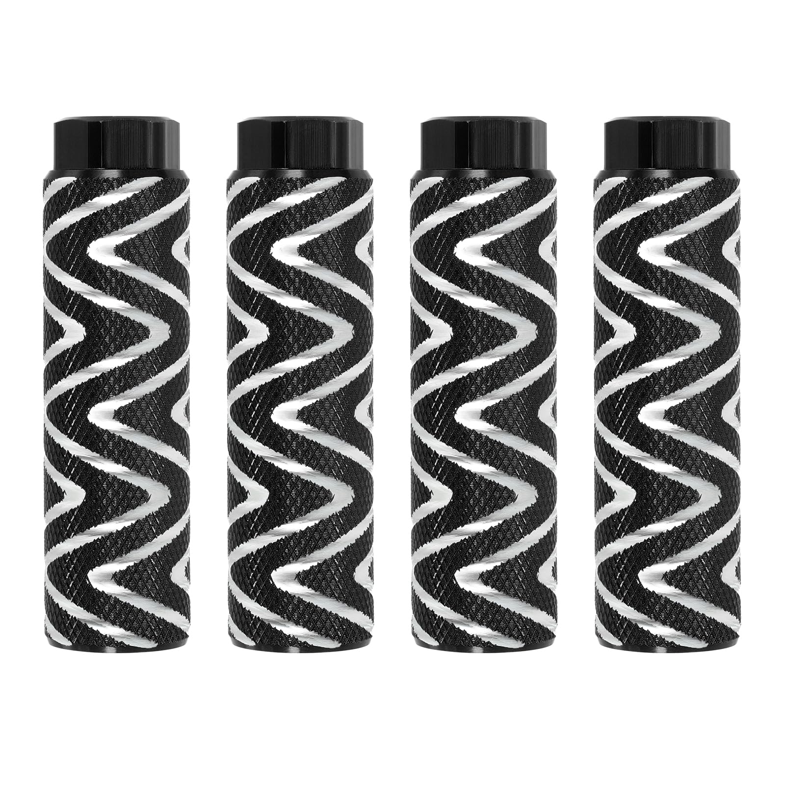 PATIKIL Aluminum Alloy S-Shape Bike Pegs Fit 3/8 inch Axles, 4 Pack Anti-Skid lead Foot Bicycle Pegs Back Seat Stands for BMX Mountain Bike Cycling Rear Stunt Pegs, Black