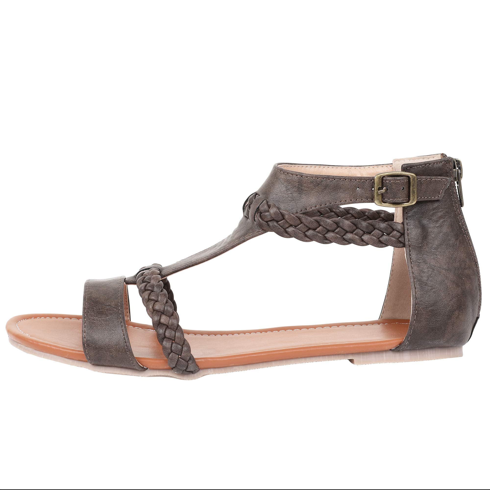 Womens Gladiator Strappy Flat Thong Criss Cross Ankle Wrap Summer Beach Sandals - Image 4