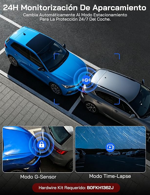 4K Dashcam, 610° 4 Canales Cámara de Coche con 5,8 GHz WiFi & App, 4K+1080P×3 Cámara para Coche con 3.39" IPS, Visión Nocturna, Grabación en Bucle, Sensor G, WDR, Soporta Modo Parking 24H