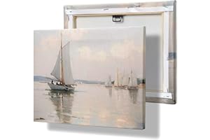 MIEVU Canvas Wall Art for Living Room - Inner Wooden Framed Canvas Art Prints, Painting Vintage Wall Decor for Bedroom,Farmhouse,Bathroom (Sailboat, 8 * 10)