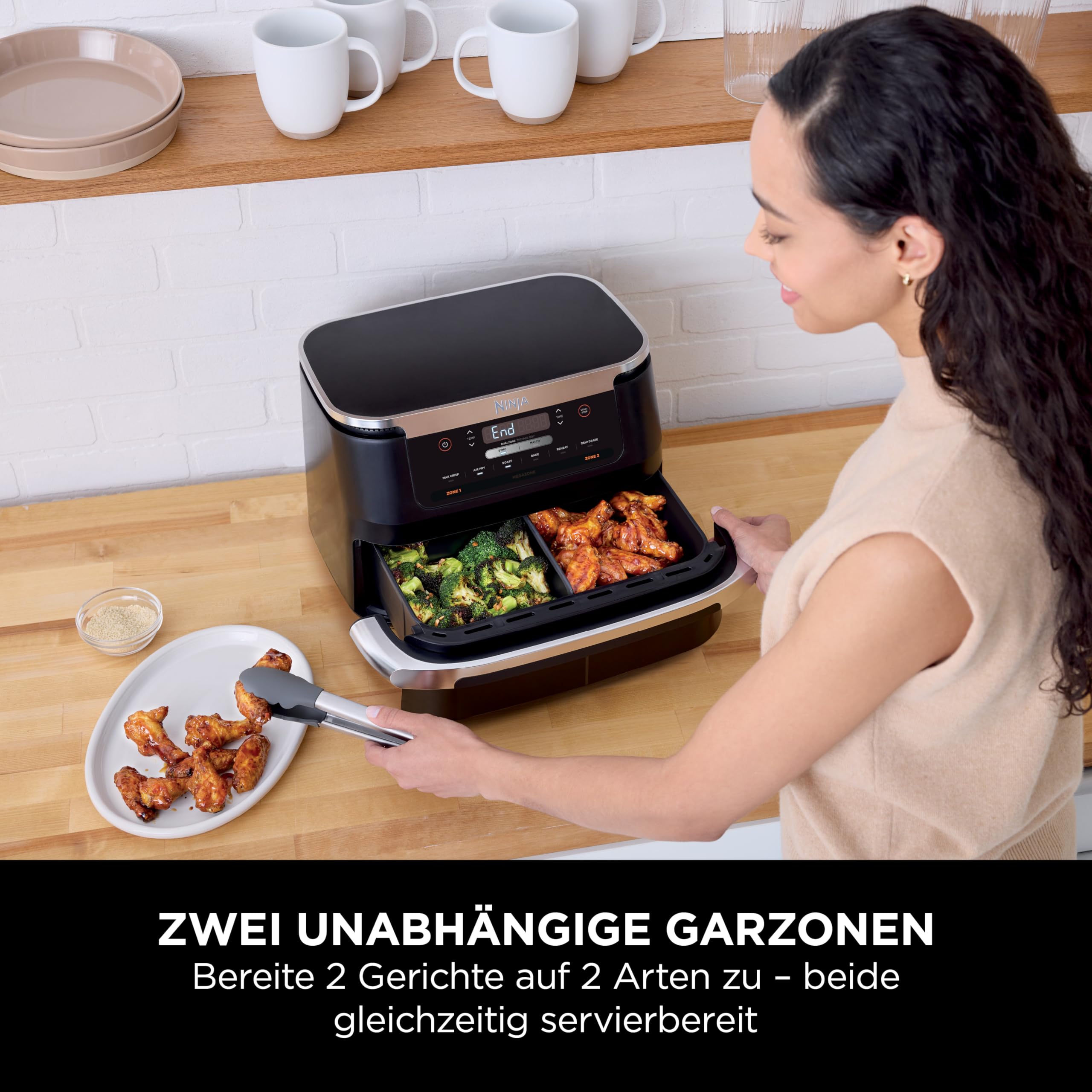 Ninja FlexDrawer Heißluftfritteuse (6 Liter), Dual Zone Air Fryer AF550EU 2