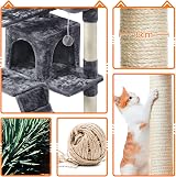Yaheetech Cat Tree 158cm Tower with Scratching Posts 2 Houses Dark Grey view 6
