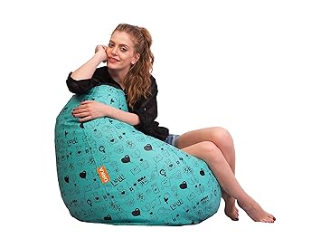 ORKA Digital Printed Bean Bag XL (Filled With Beans) - Green & Black