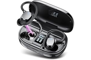 HADBLENG Ear buds Wireless Bluetooth Earbuds Sport 2024 NEW Bluetooth 5.3 Headphones with LED Display 128H Playtime Powerful Bass Over Ear Earphones with Earhooks IP7 Waterproof for Gym/Running/Workout