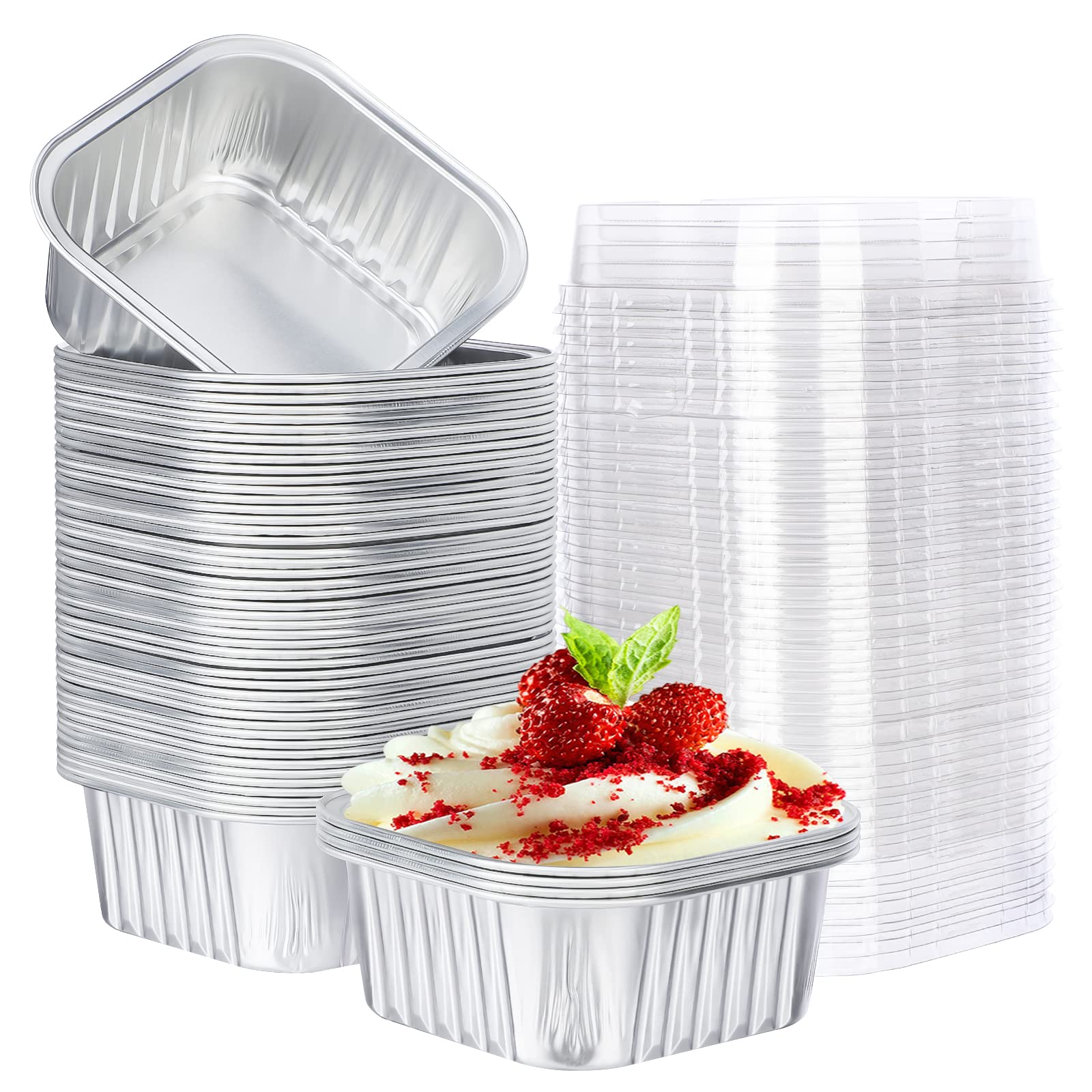 EUSOAR Cupcake Baking Cups with Lids, 5oz 50pcs