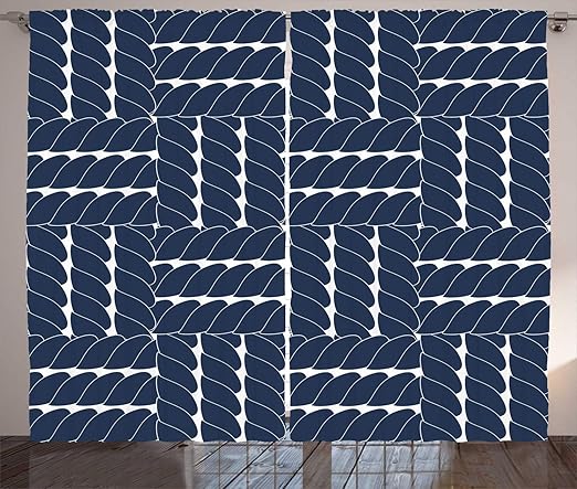 Amazon Com Lunarable Blue Curtains Rope Lattice Geometric