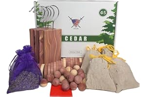 ARMOUR SHELL Mixed 65 Pack for Clothes Moth Protection - Cedar Hangers, Rings, Balls, Sachets & Dried Lavender Sachets. Premium Quality USA Wood for Closet/Drawers, Protect Clothing with Home Fragrance to Love.