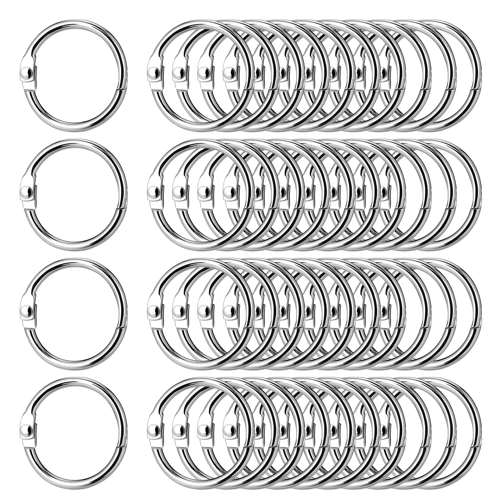 Hongtellor Binder Rings, 40Pcs 30mm/1.2 inch Nickel Plated, Loose Leaf, Index Card, Small Book Rings for Flash Cards, Office, School, Home, Papers, Keychains