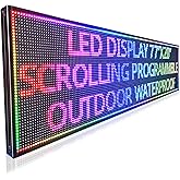 HS Programmable Scrolling Led Sign, Digital Signs Outdoor Waterproof ,Electronic Message Display Board ,Open neon Signs, Full Color High Brightness Big P10 77’’x20’’for Business Store Advertisement Public, APP control