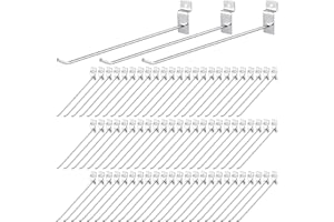Moxweyeni 100 Pcs Heavy Duty Slatwall Panel Hooks Hanging Metal Slat Wall Hanging Hooks Silver Slat Wall Hanger Commercial Grade Slatwall Pegs Accessories for Shop Retail Display(10 Inch)