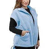 JUJIAYOUPIN Womens Fuzzy Fleece Vest Trendy Warm Sleeveless Sherpa Jacket Winter Oversized Outerwear with Pockets