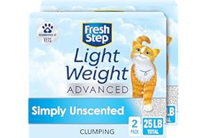 Fresh Step Lightweight Clumping Cat Litter, Advanced, Unscented, Extra Large, 25 Pounds total, (2 Pack of 12.5lb Boxes)