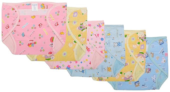 SuperBaby Babies Printed Cotton Reusable Diaper (9-12 Months,Pack of 6,Multicolor)
