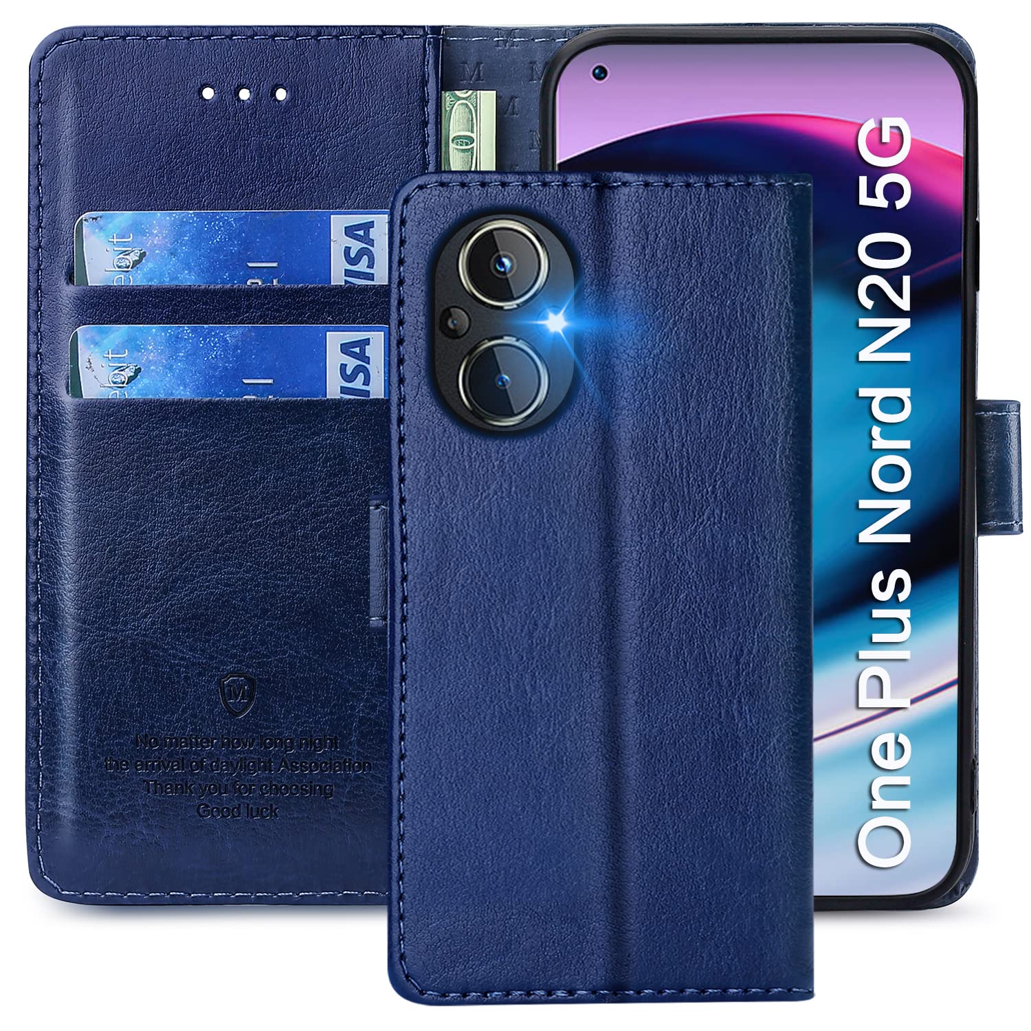 FMPCUON Case For OnePlus Nord N20 5G,High-grade Leather Flip Wallet Phone Case Cover for OnePlus Nord N20 5G Inches [Card Slots] [Kickstand] [Magnetic Closure]-(Blue) — image 1