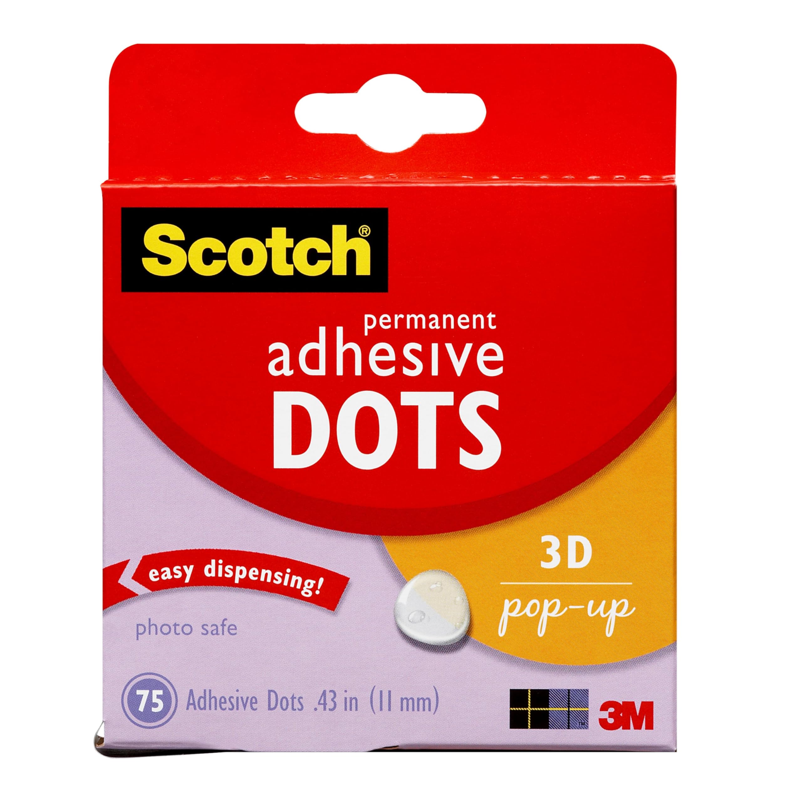 Scotch Permanent Adhesive Dots, 75 Count - Perfect for Card Making, Scrapbooking & Paper Crafts