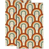 Wotinsi Mid Century Rainbow Towels - Soft Absorbent Bath & Kitchen Towels, 14 x 28 in - Set of 2