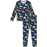 EASWEET Toddler Boys' Sleepwear Bamboo Viscose Kids Long Sleeve Tops and Pants 2 Piece Pajama Sets