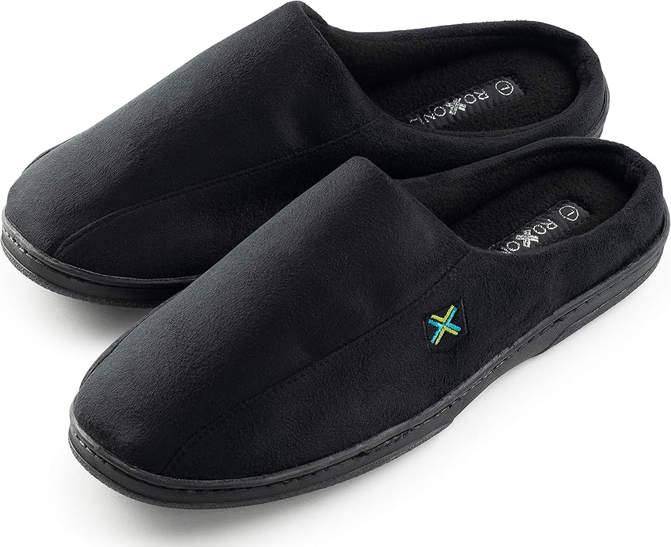 mens black house slippers